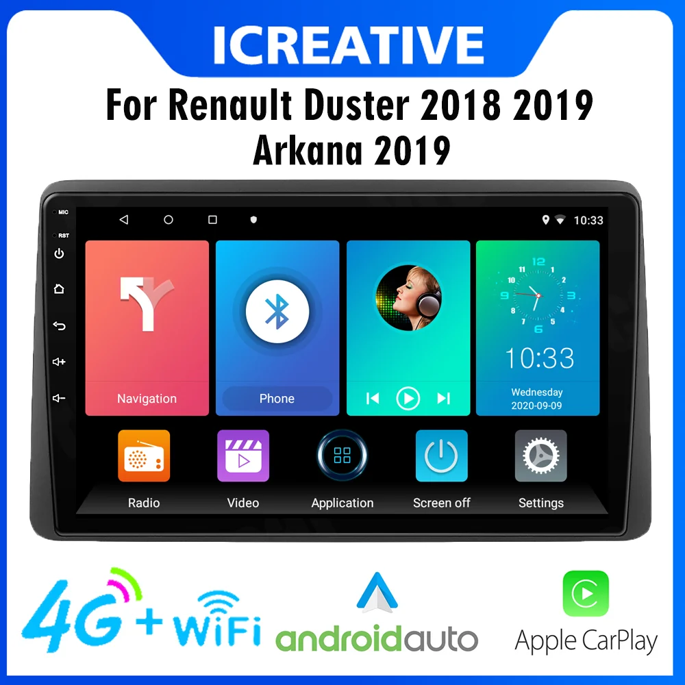 

Car Radio Multimedia Player For Renault Dacia Duster 2018 2019 ARKANA-2019 2 Din Android 10.1" Navigation GPS Head Unit