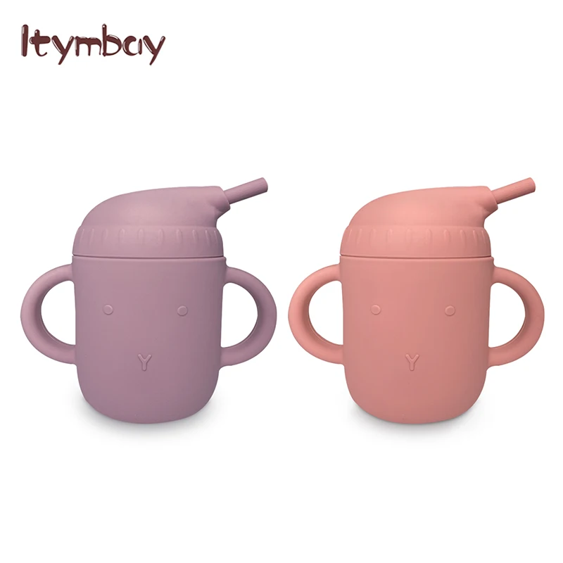 

Baby Cups Silicone Sippy Cup with Straw Toddler Drinks Water Bottles Trainer Cup with Handles for Babies Infants