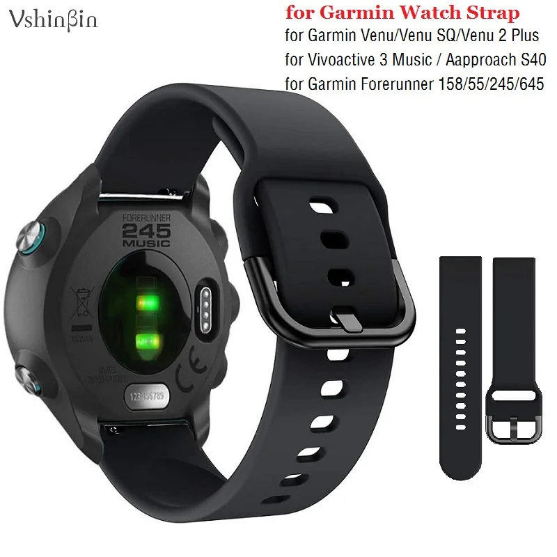 

1 шт. ремешок для наручных смарт-часов для Garmin CAME SQ Forerunner 245 645 158 55 Vivoactive 3 быстросъемный силиконовый браслет 20 мм