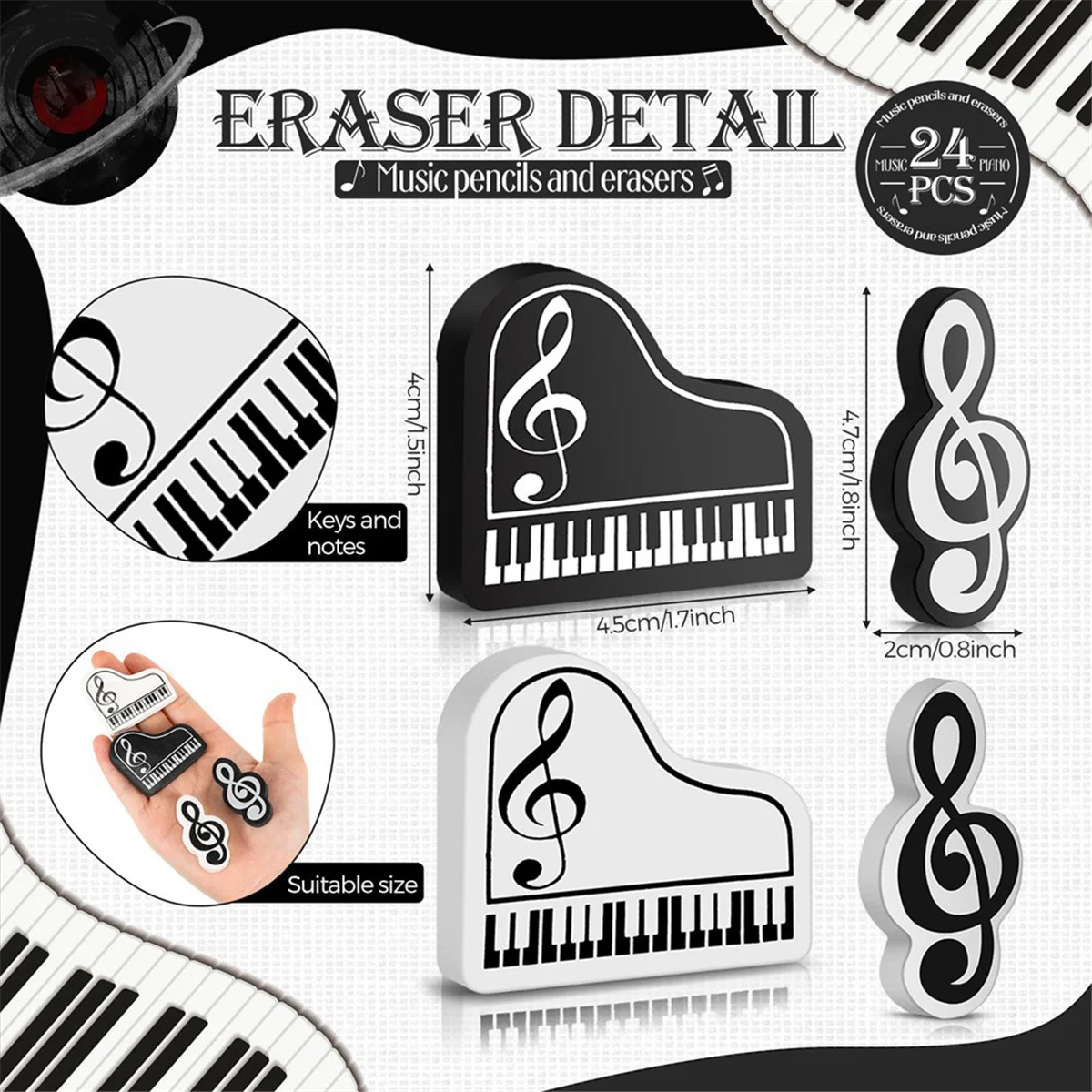 Музыкальные карандаши карандаш для нот с музыкальными тематическими ластиками