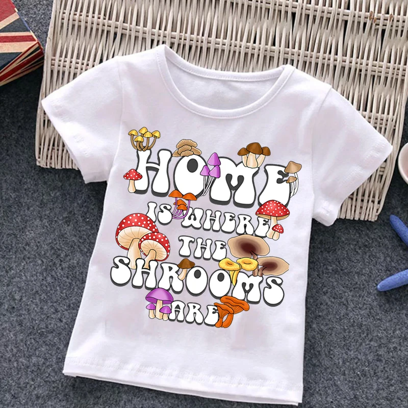 Mushroom Vintage Fashion Cartoon Print Short Sleeve T-shirt Mushroom Kids Summer T-shirt Boy Girl Child Tee,Drop Ship
