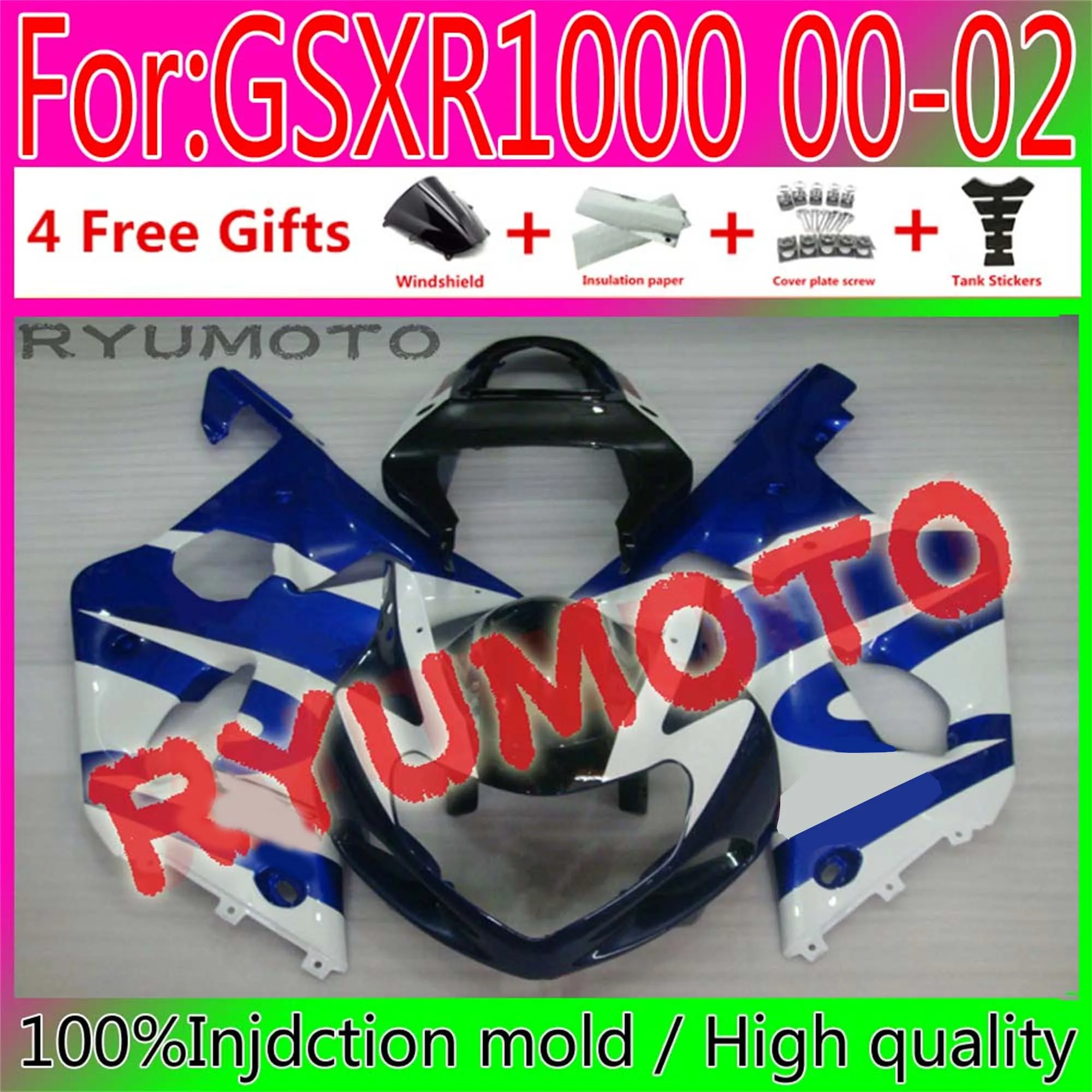 

НОВЫЕ комплекты обтекателей для мотоциклов SUZUKI GSXR1000 00 01 02 K1 GSXR 1000 2000 2001 K2 Обтекатели для кузова