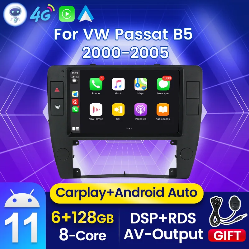 8-ядерный автомобильный радиоприемник Android 11 для Volkswagen VW Passat B5 2000-2005 навигация GPS