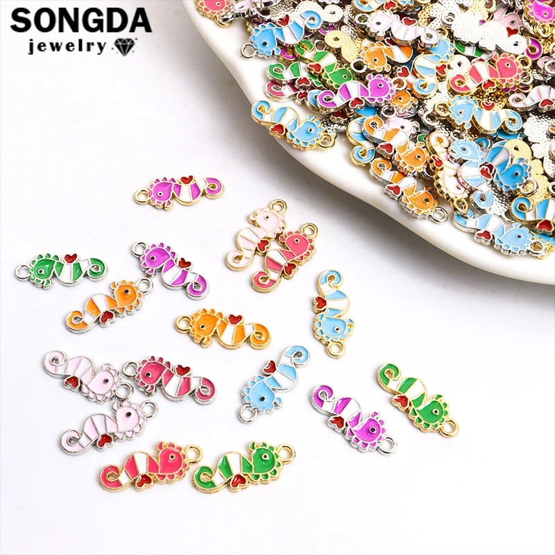 

10Pcs Fashion Enamel Seahorse Hippocampus Charms Pendant For Jewerly DIY Making Bracelet Women Earrings Necklace Accessories Fin