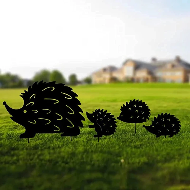 

Animal Garden Metal Stakes Yard Decor Hedgehog Garden Ground Stakes Sign Hollow Out Garden Decoration Landscape Crafts