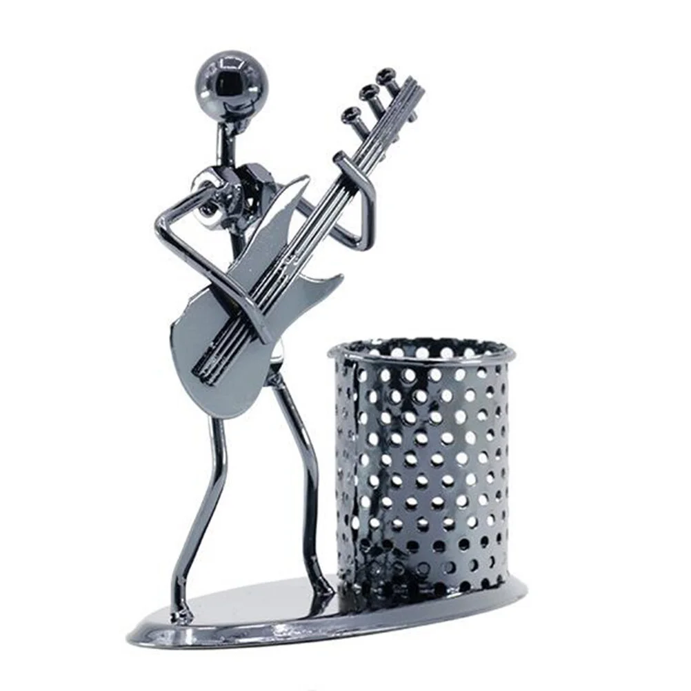 

Penholder House Decorations Home Table Top Decor Desktop Metal Music Man Model Ornament Delicate Crafts