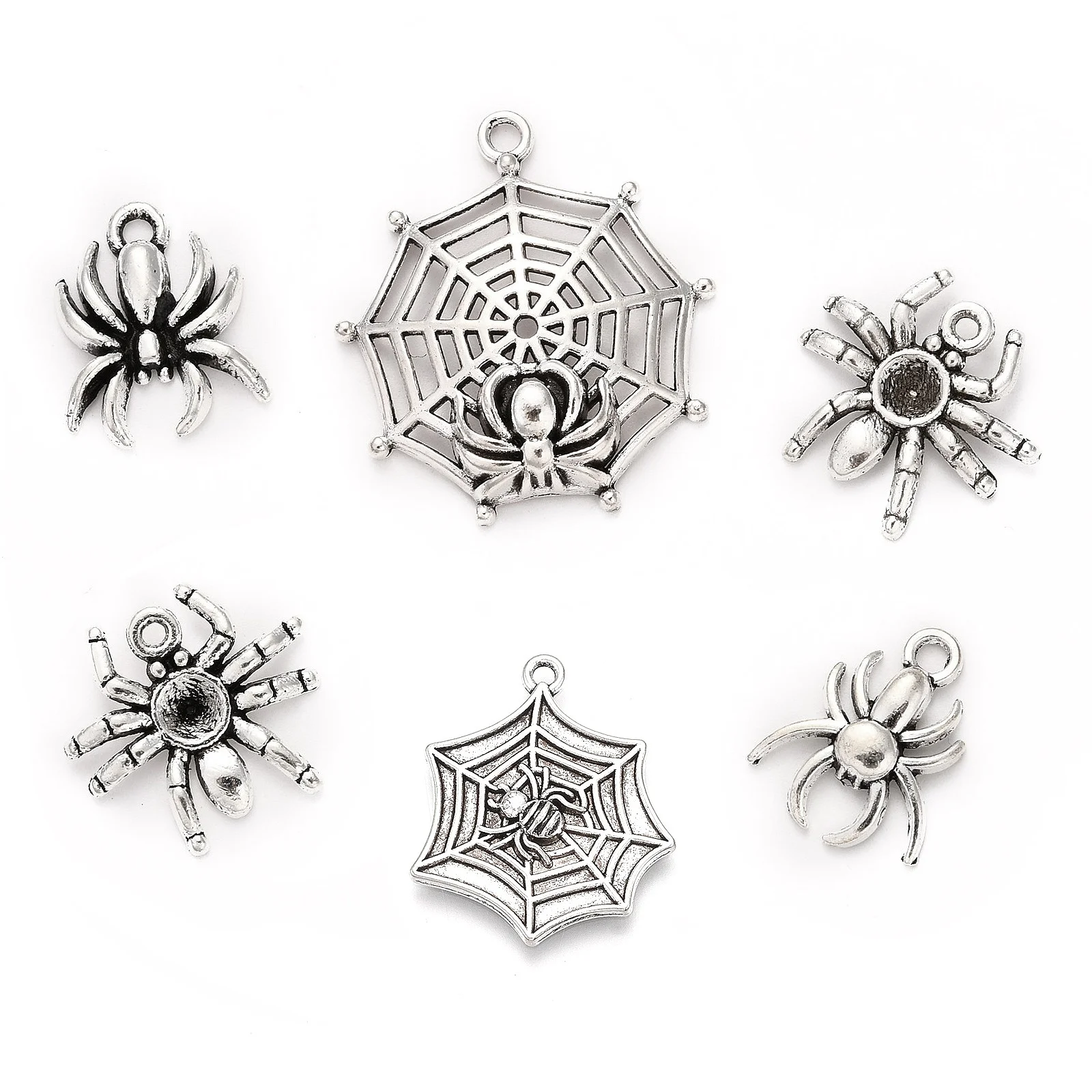 

30pcs Halloween Spider Web Charms Antique Silver Color Tibetan Alloy Pendant for Women Gift Necklace Bracelet Diy Jewelry Making