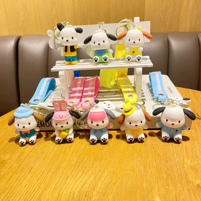 

Kawaii Sanrio PVC Keychains Pachacco Cross-dressing Series Anime Creativity Cartoon Bag Pendant Student Schoolbag Accessories