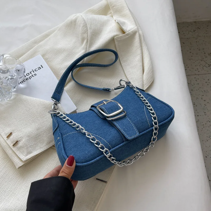 CGCBAG 2023 Fashion Women Denim Shoulder Bag Casual Square Female Small Crossbody Bag Vintage Luxury Designer Ladies Handbags