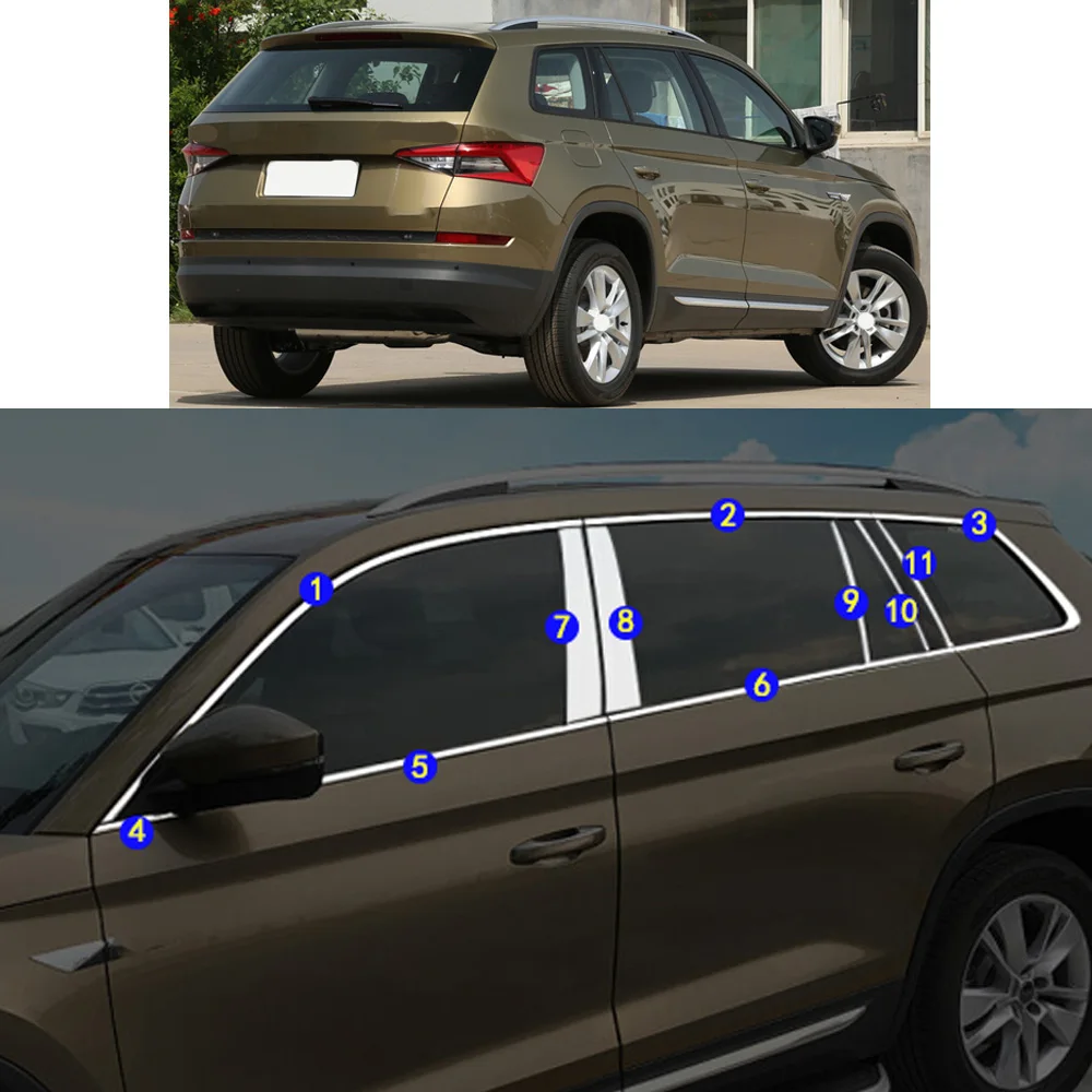 

Car Sticker Garnish Pillar Window Middle Strip Trim Frame Hoods For Skoda Kodiaq 2017 2018 2019 2020 2021