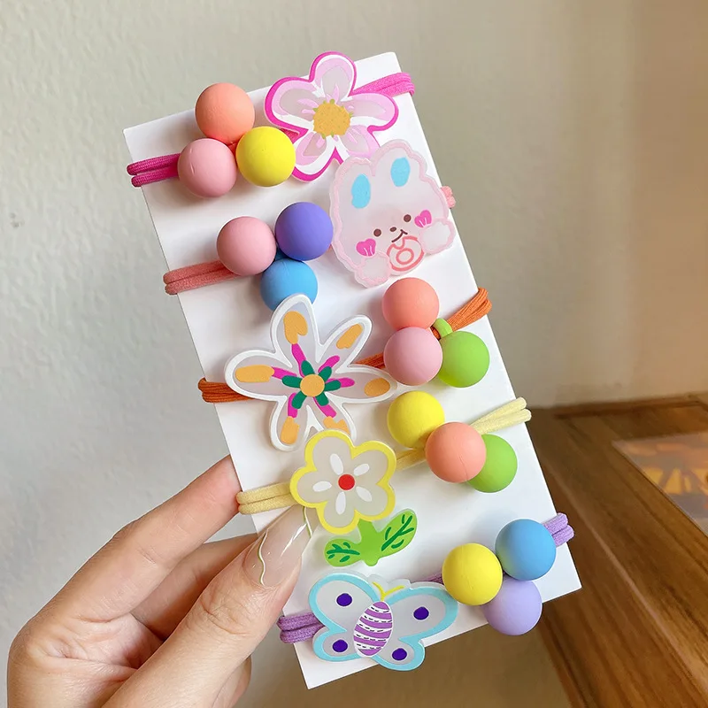 

Cartoon Flower Hair Rope Acrylic Korean Head Rope Headdress Women Hair Ring High Elastic Butterfly Rubber Band Hair Accessories