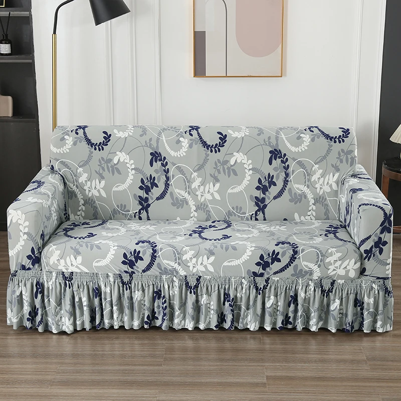 

Printed Sofa Cover Stretch Couch Covers Patterned Slipcovers With Skirt Washable Spandex Furniture Protector For Living Room