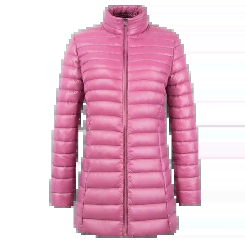 Autumn Winter Jacket Women 2022 New Solid Lightweight Down Coat Stand Collar Slim Female Clothing Mid Long Padded Parkas Tops