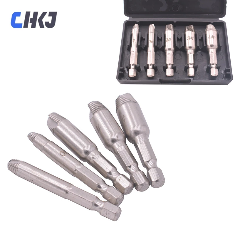 

CHKJ 5-piece Screw Extractor High-speed steel single-head Sliding Screw Removal Tool Set Broken Head Screw Extractor Tools