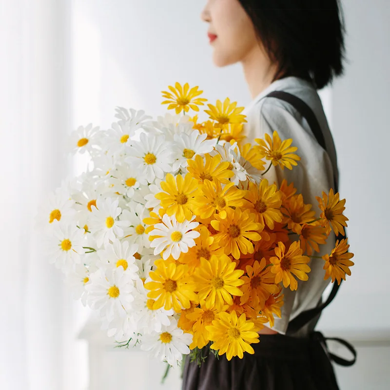 

Искусственный цветок желтая ромашка, искусственный цветок, букет 53 см, 1 шт., украшение для дома, ваза, цветочное растение
