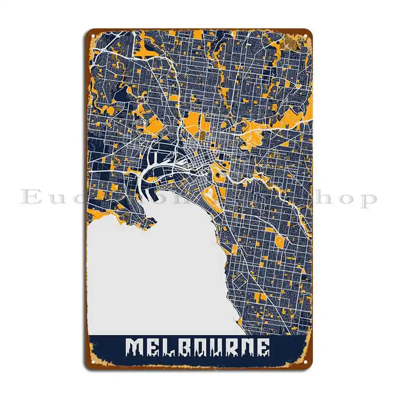 Карта Мельбурна, металлический плакат, Забавный паб, создание винтажного дизайна, оловянный плакат