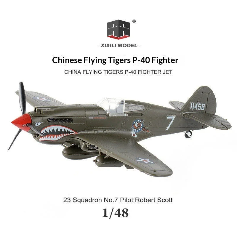 Фото Модель самолета Xixili P40 Fighter WWII Flying Tigers Burma Banshee в масштабе 1:48, без клея, предварительно окрашенная, из АБС-пластика, военная модель, набор для сборки из 53 деталей