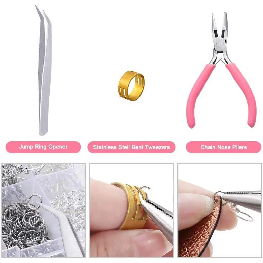 

1353 Pieces Earring Making Set Craft with Earring Hooks, Jump Rings, Pliers Earring Backs Earrings and Bags