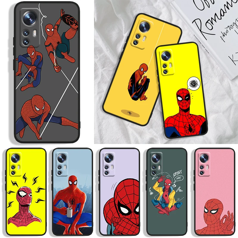 

Weird Marvel SpiderMan Phone Case For Xiaomi Mi A1(5X) A2(6X) A3(CC9E) Play Mix 3 8 9 9T Note 10 Lite Pro SE Black luxury Soft