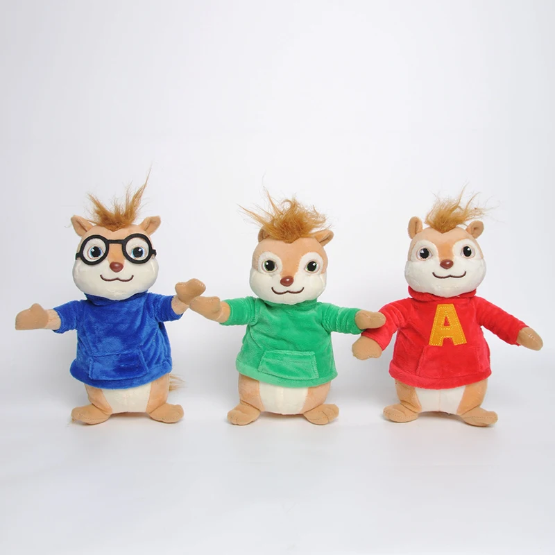 3pcs/lot 20cm Alvin and the Chipmunks Alvin Simon Theodore plush pedant cartoon doll toy Hot Movie soft stuffed mouse plush