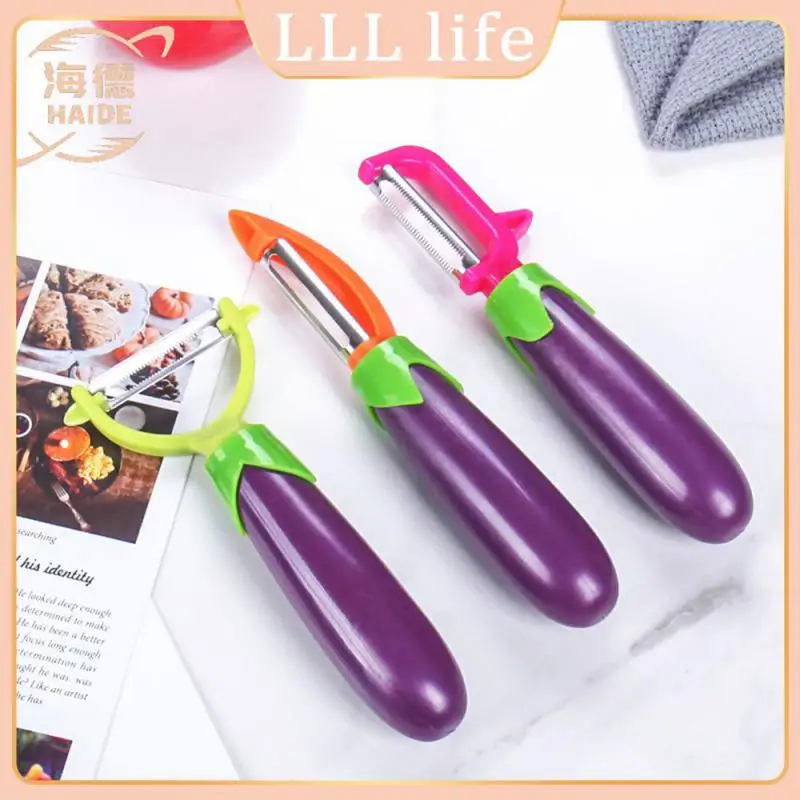 

Modern Minimalist Potato Peeler Scraper Hole Digging Device Sharp Peeling Peeler Eggplant Shape Vegetable Fruit Peel Planer 1pcs