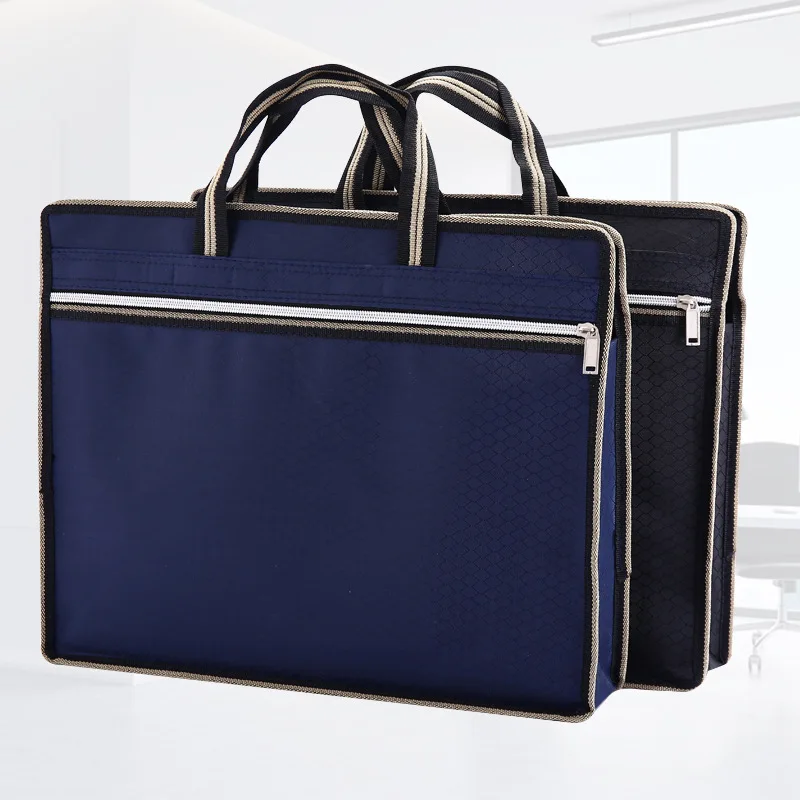 

Cloth Document Bag Meeting Business Men's Office Waterproof Data Document Portable Bag Zipper Bag Oxford Briefcase