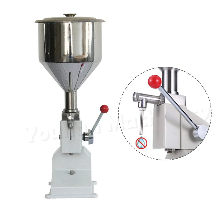 A03 5-50ml Manual Stainless Steel Paste and Liquid Filler Cosmetic Shampoo Cream Bottle Filling Machine