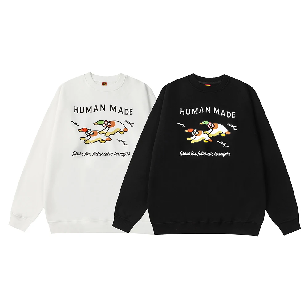

Fly Duck Letter Print Y2K Baggy Fleece Hoodies Unisex Crew Neck Ropa Hombre Pullover Velvet Sudaderas Oversized Sweatshirts