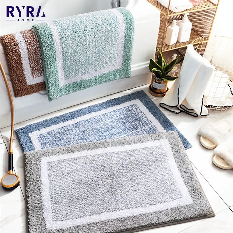 

Simple Thickened Door Bathroom Mat Comfortable Flocking Strong Water Absorption Bathroom Pad Rectangle Non-slip Carpet 40 * 60cm