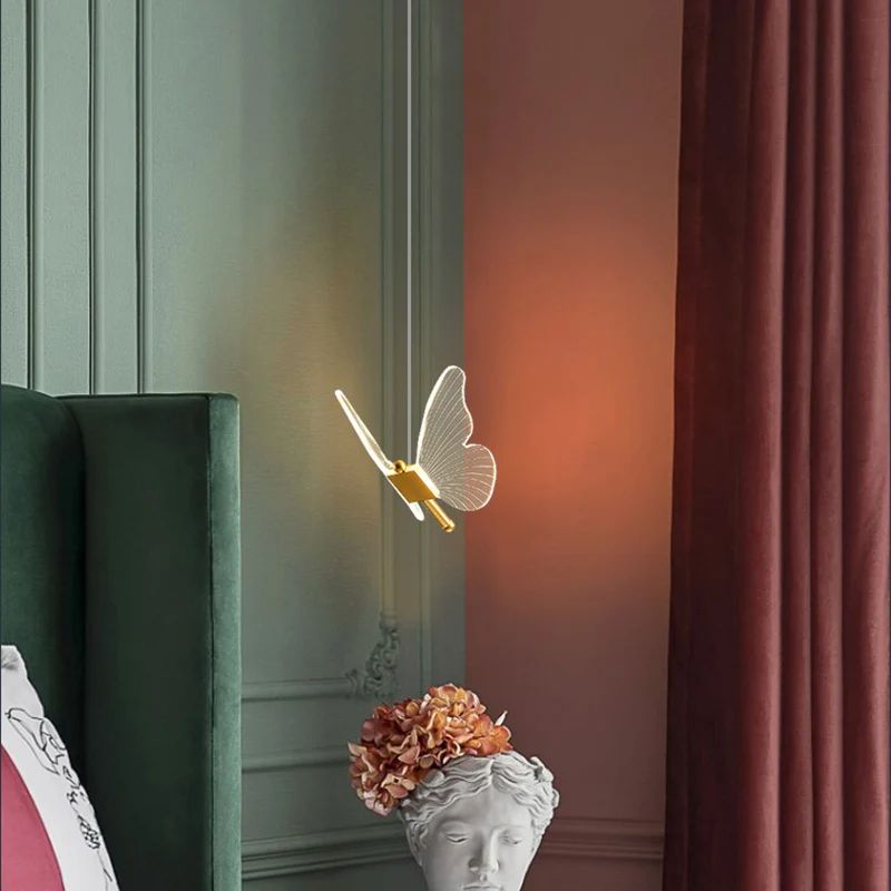 Pаспродажа Креативные роскошные люстры с бабочками, подвесные светильники, регулируемые для гостиной, спальни, лестницы, роскошные декоративные освет...