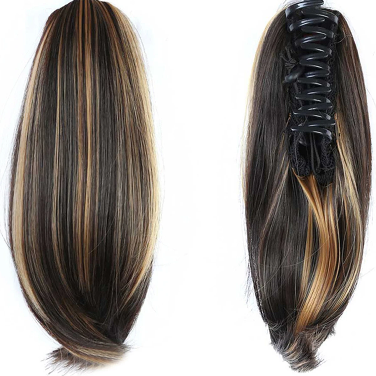 QUEENYANG Synthetic Wig Ponytail Short Straight Hair Ombre Clip In Hair Grabber Ponytail Extension Everyday Wear Women's Wigs