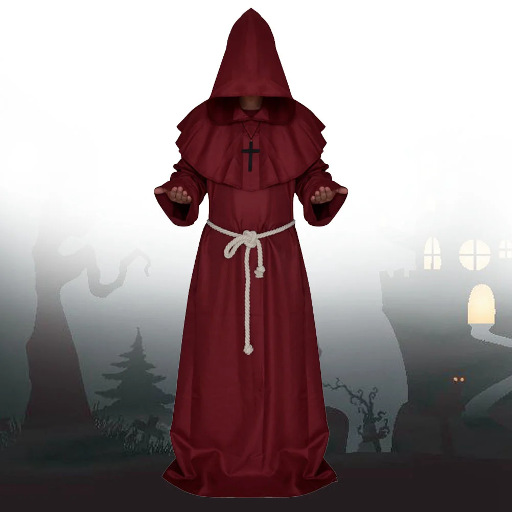 Средневековый халат монаха священника с капюшоном костюм для косплея на