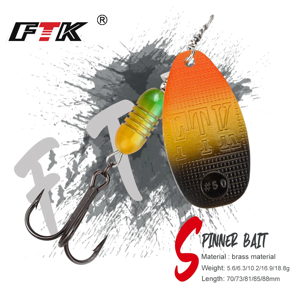 

FTK 2pcs Metal Fishing Lure 5.8g 6.3g 10.2g 16.9g 18.8g Spinner Bait High Quality Hard Baits Treble Hook Fishing Tackle For Pike