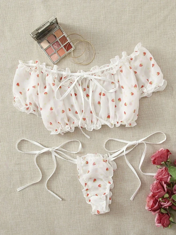 

Порно женское Сетчатое сексуальное нижнее белье с открытыми плечами с оборками нижнее белье костюм в горошек беспроводные женские стринги интимное белье