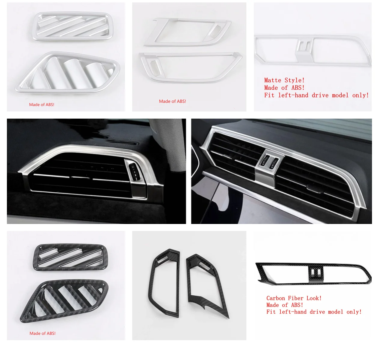 

For Audi Q3 2019 2020 2021 2022 Accessories Air Conditioning AC Outlet Vent Cover Trim Matte Carbon Fiber ABS Interior