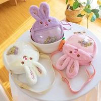 30cm kawaii cute candy rabbit plush bag backpack crossbody bag plush stuffed toys cuddly plushies schoolbag kids children gift