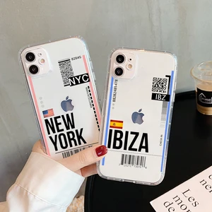 air ticket usa city london paris tokyo travel transparent phone case for iphone 11 12 13 mini pro xs max 8 7 6 6s plus x se xr free global shipping