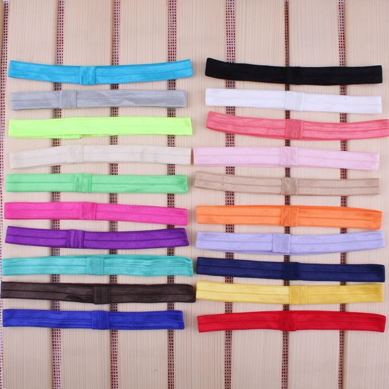 200PCS 5/8&quot (15mm) Handmade Solid Candy Nylon Headbands Elastic Ribbon Band Hair Tie Headwear Accessories
