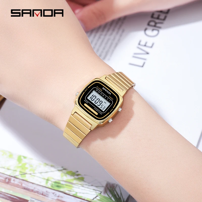 SANDA Fashion Sports Watch Multifunctional Women Electronic Watch 2023 Brand New Genuine Watches Luminous Waterproof Quartz 6053