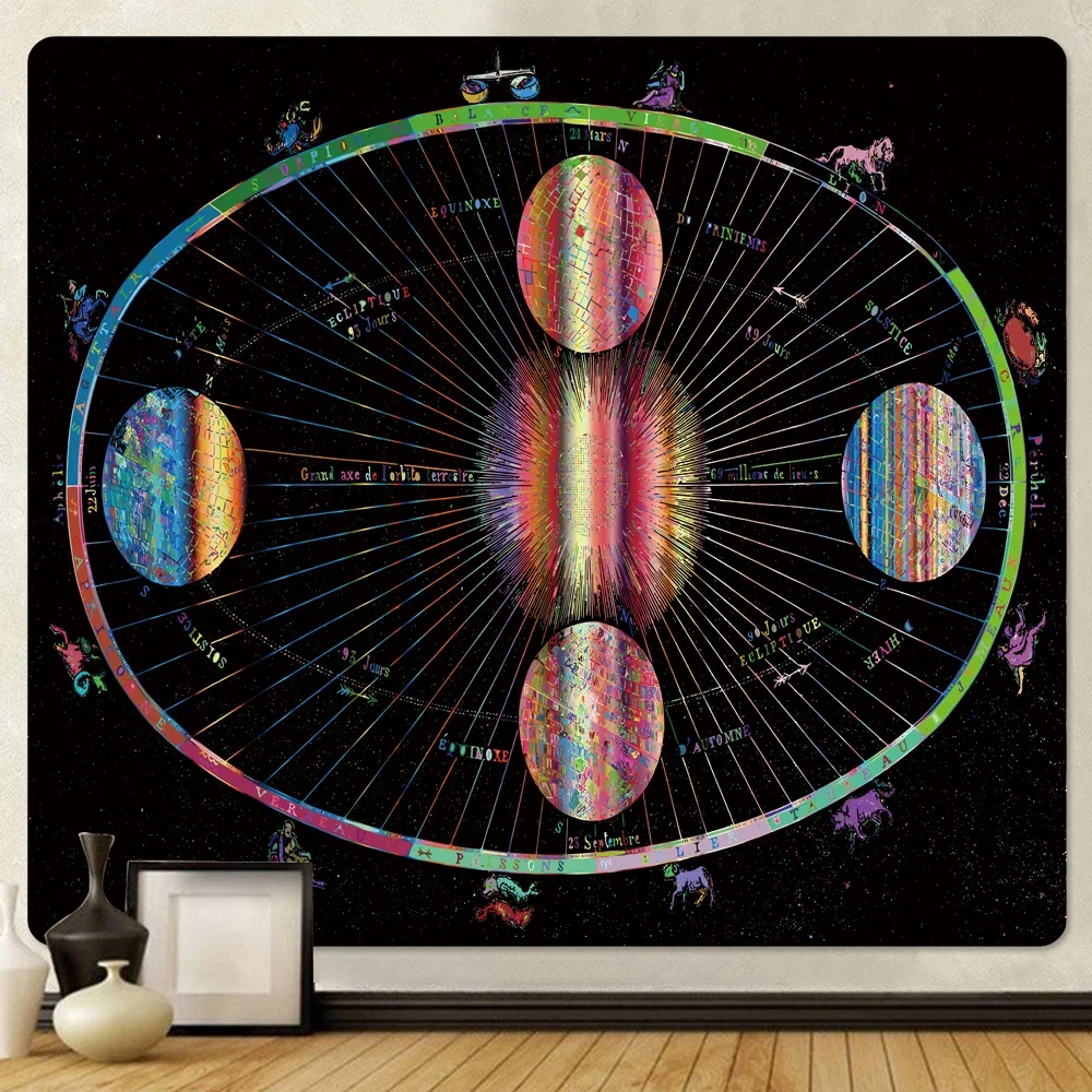 Гобелен для домашнего декора украшение на стену в стиле хиппи с принтом солнца