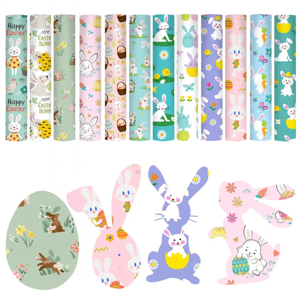 

Cute Easter Egg Bunny Patch Heat Transfer Iron on Transfer for Clothes Cartoon Badge Ironing Sticker Applique DIY Transfer Paper