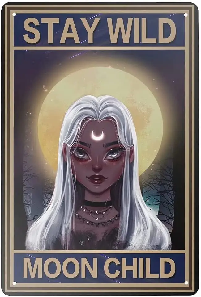 

Mvgges Funny Novelty Tin Sign Stay Wild Moon Child Sign Home Kitchen Bar Room Garage Vintage Retro Poster Plaque metal plate