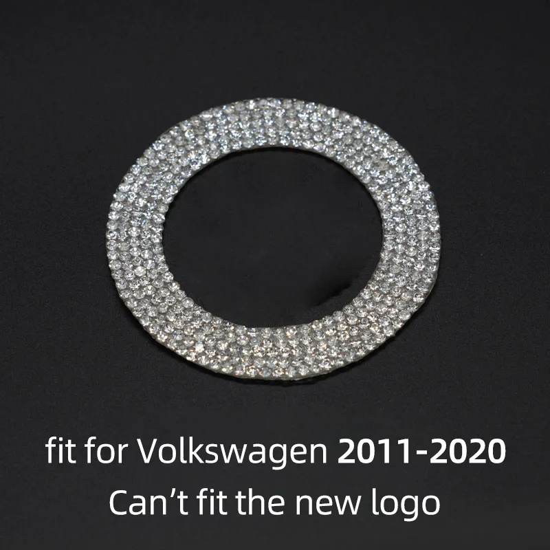 

Мягкая клейкая наклейка на руль автомобиля для Volkswagen, эмблема со стразами, логотип, блестящие женские аксессуары «сделай сам» для VW