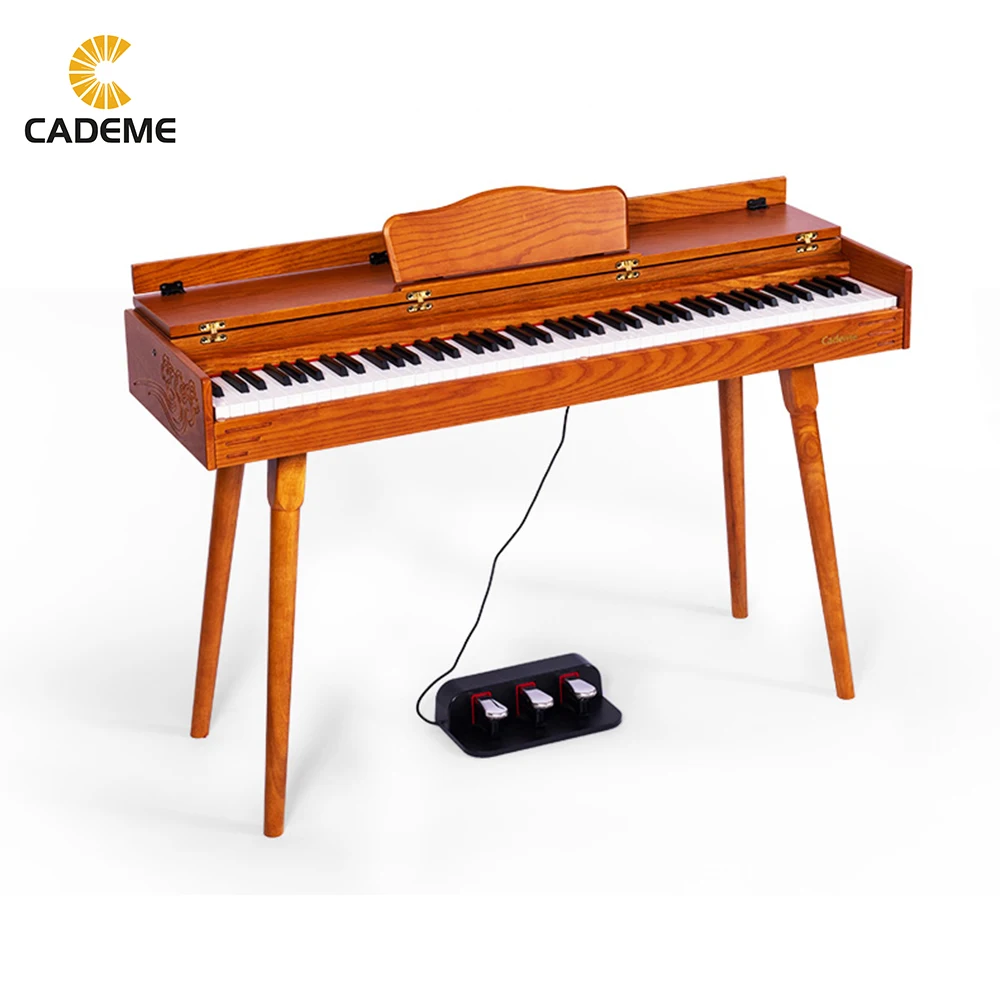 

CADEME 908 Solid Wood Digital Piano 88 Weighted Key Electronic Keyboard for Kids Beginner with Triple Pedal,Brown Music Stand