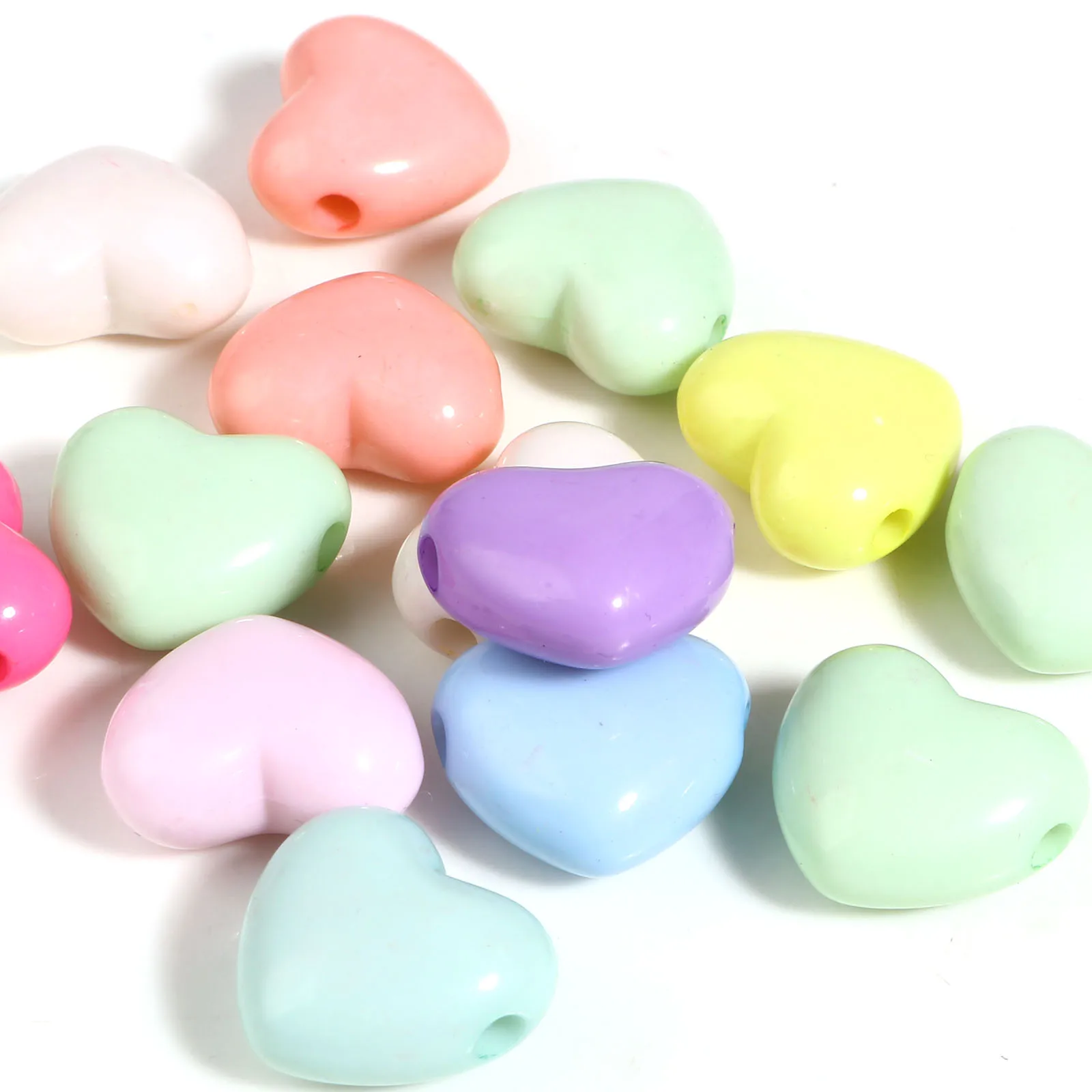 

100 PCs Acrylic Beads Heart At Random Color For DIY Jewelry Making Valentine's Day Gifts About 17.5mm x 15mm, Hole: Approx 2.9mm