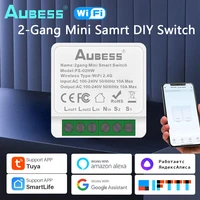 tuya mini smart switch 2 gang 2 way wifi diy module app remote timing control lights work with alexa google home yandex alice