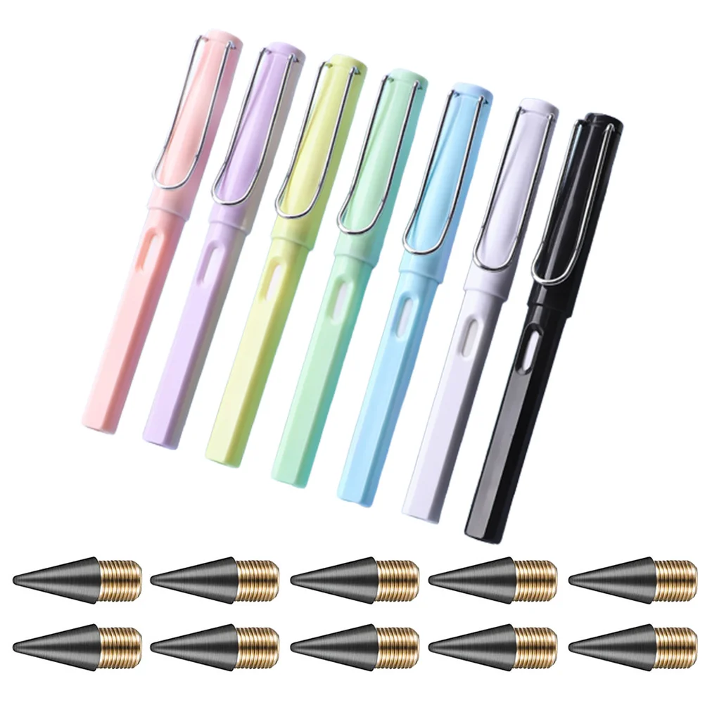 

7 Pcs Eternal Alloy Mecanical Penicil Infinite Bulk Creative Pen Kids Inkless Pencils Plastic Metal Pen Student