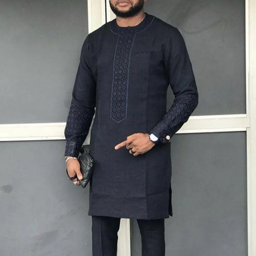 

Muslim Men Shirts Tops 2022 Spring Solid Long Sleeve Navy Male Casual Ramadan Islam Blousa Jewish Arabic Caftan Marocain Muslim