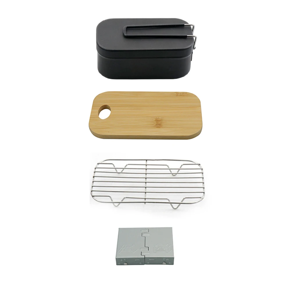 

800ml Outdoor Japanese Aluminum Lunch Box with Folding Handle Indoor Outdoor Bento Box Food Container Camping Accessories