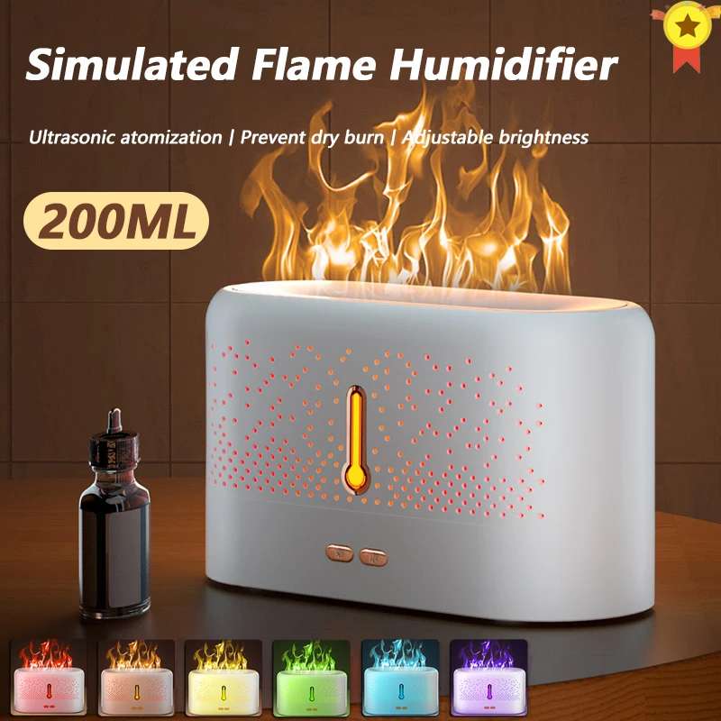 

200ML Flame Humidifier USB Essential Oil Aroma Diffuser Simulation Ultrasonic Home Office Air Freshener Fragrance Sleep Atomizer